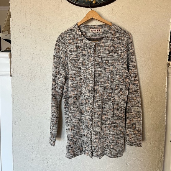 Anthropologie Dolan Abstract Leopard Print Longline Tweed Blazer Light Jacket - Picture 6 of 13